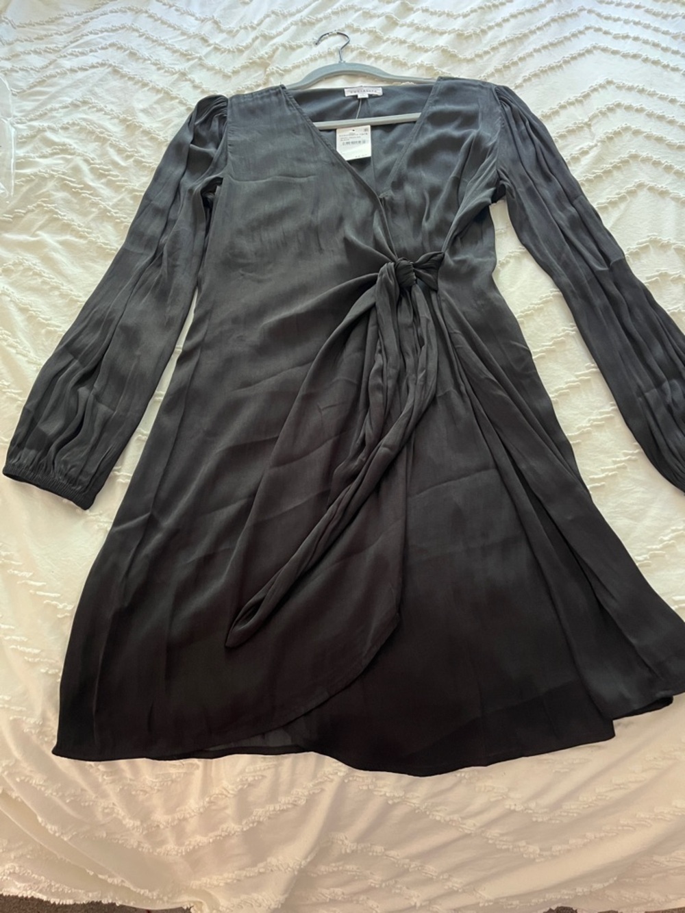 Socialite Black Long Sleeve Wrap Dress with Tie